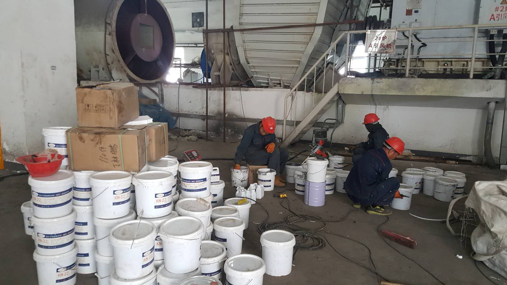 脫硫塔防腐涂料KN22在施工現場 脫硫塔防腐涂料KN22在施工現場